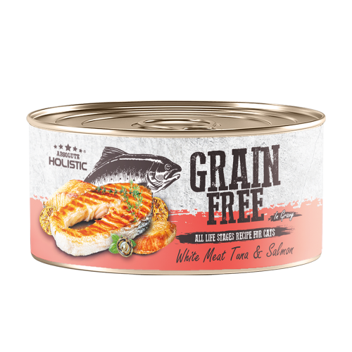 Absolute Holistic 80g Grain Free ((White Meat Tuna & Salmon)) 無穀物肉汁 貓罐頭 白肉吞拿魚+三文魚 80克 (AH3900)